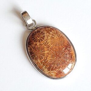 Fossilized Coral Stone Pendant